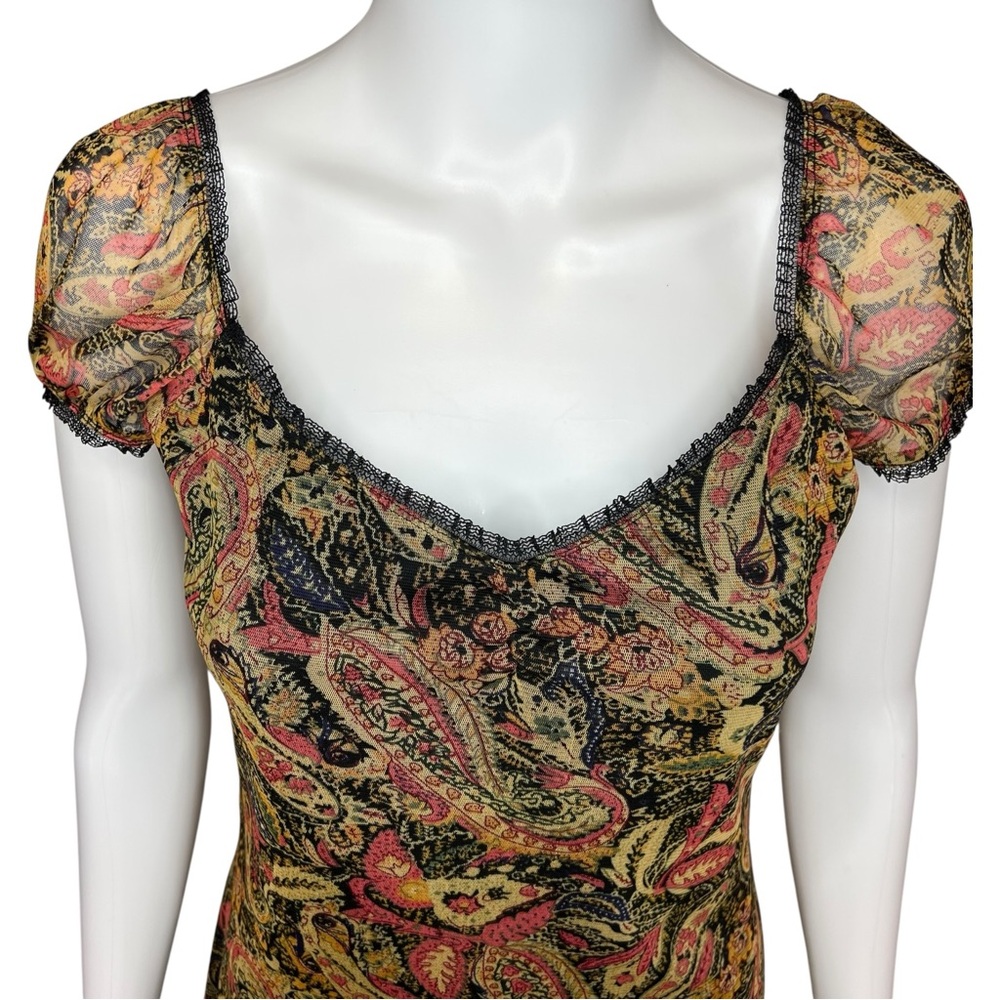 Y2K Xhilaration‎ Stretch Sheer Paisley Dress S - Picture 2 of 6